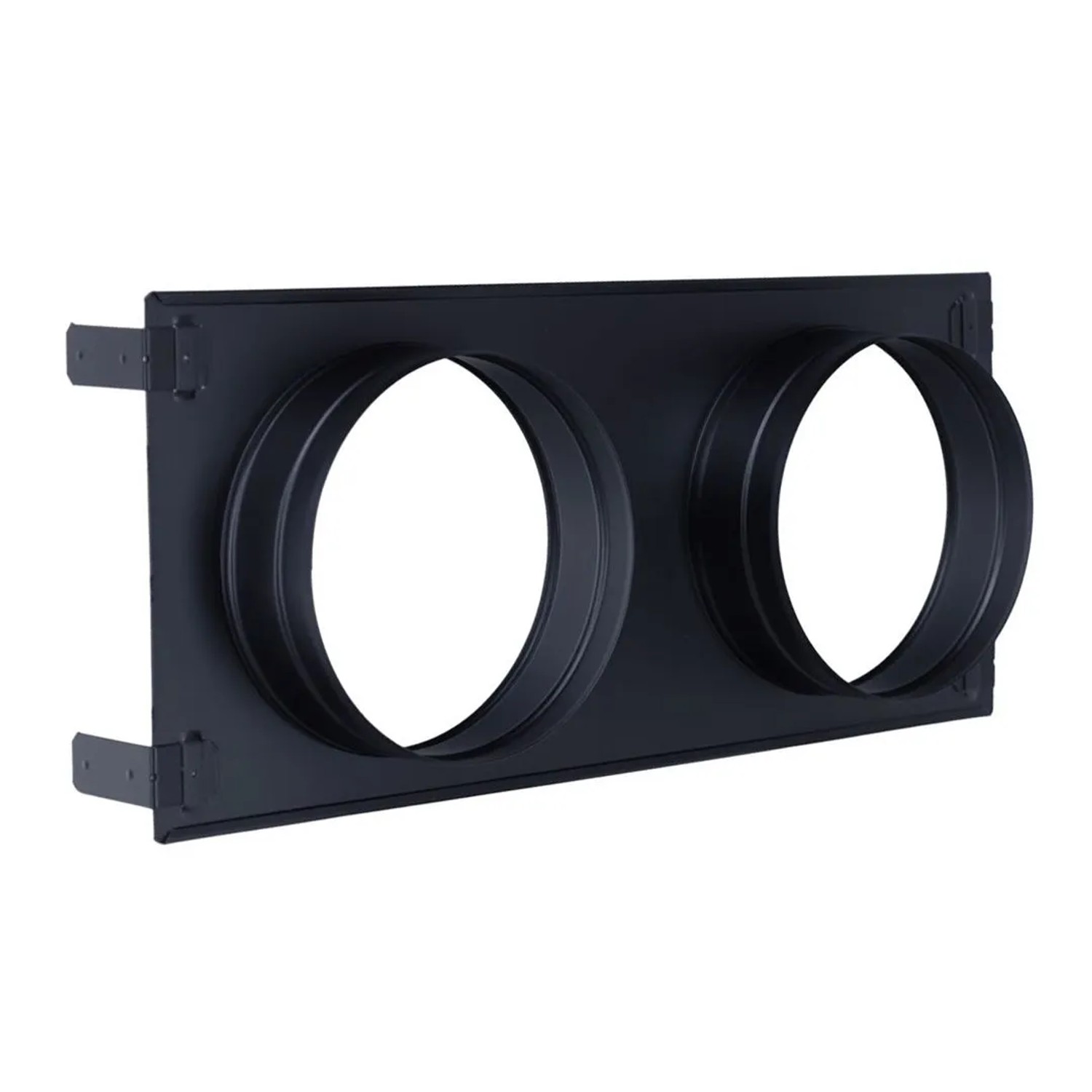 Subtiel Verstellbares Stutzenblech 450 x 220 mm Mit 2 Stutzen Ø 160 mm Schwarz