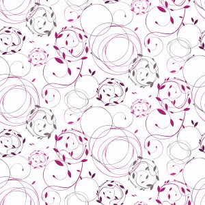 d-c-fix Tischbelag Manhattan Carma mit floralem Muster in Lila und Grau auf Weiß.