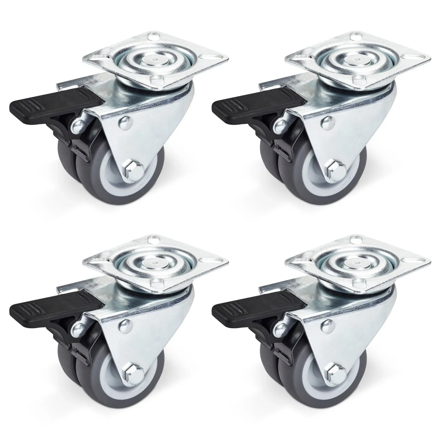 SOTECH 4er Set Doppel Lenkrolle Ø50 mm mit Bremse