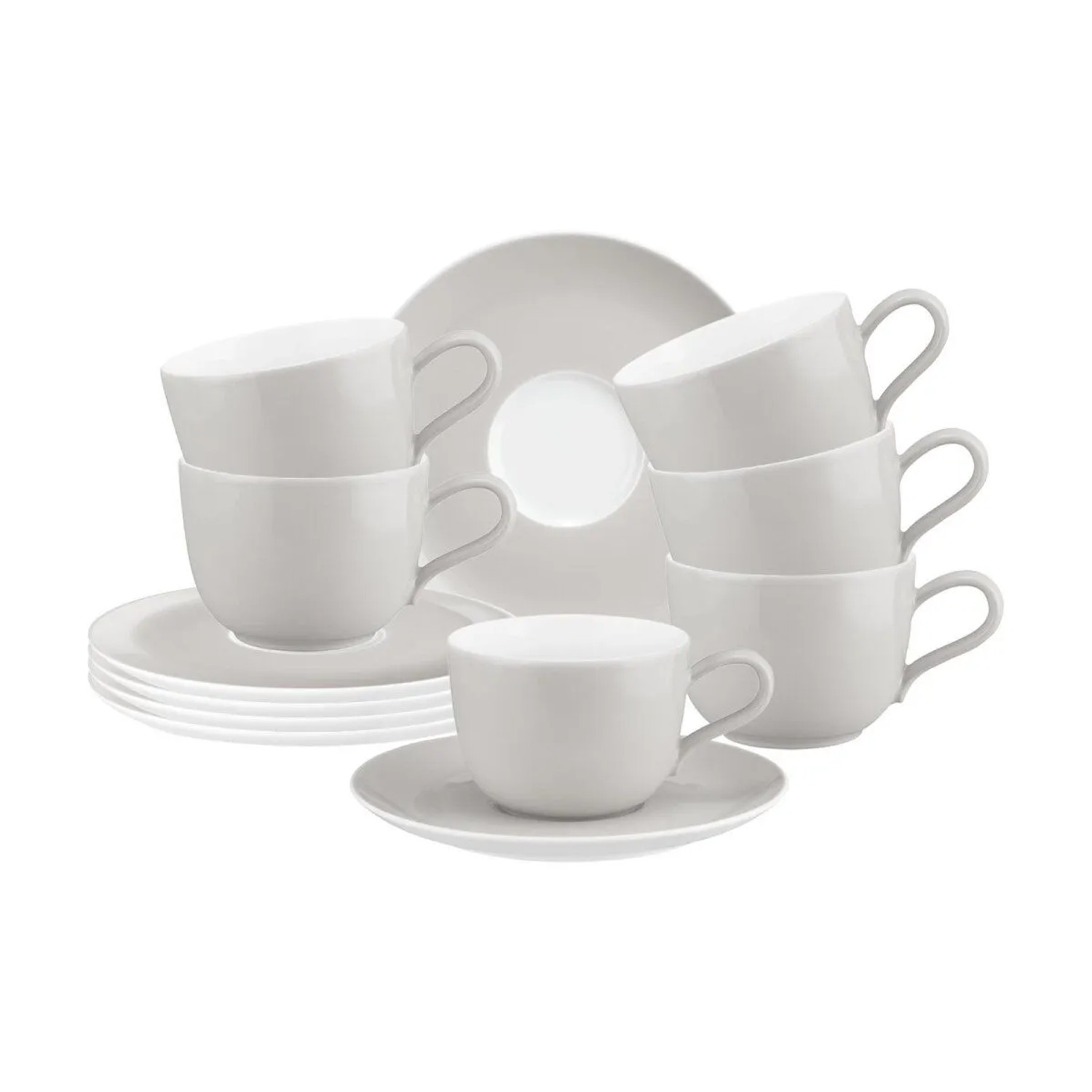 Seltmann Weiden Liberty Pure Colors Kaffeetasse mit Untertasse 260 ml 6er Set New Grey