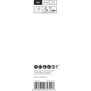 Verpackungsaufdruck Bosch Stichsägeblatt T308BFP: Details zu Material, Schnittart und Sägeblattaufnahme.