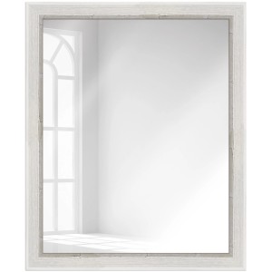 Wandspiegel H640 im Shabby-Chic Stil, weißer Holzrahmen, 56x66 cm, für Hoch- und Querformat.