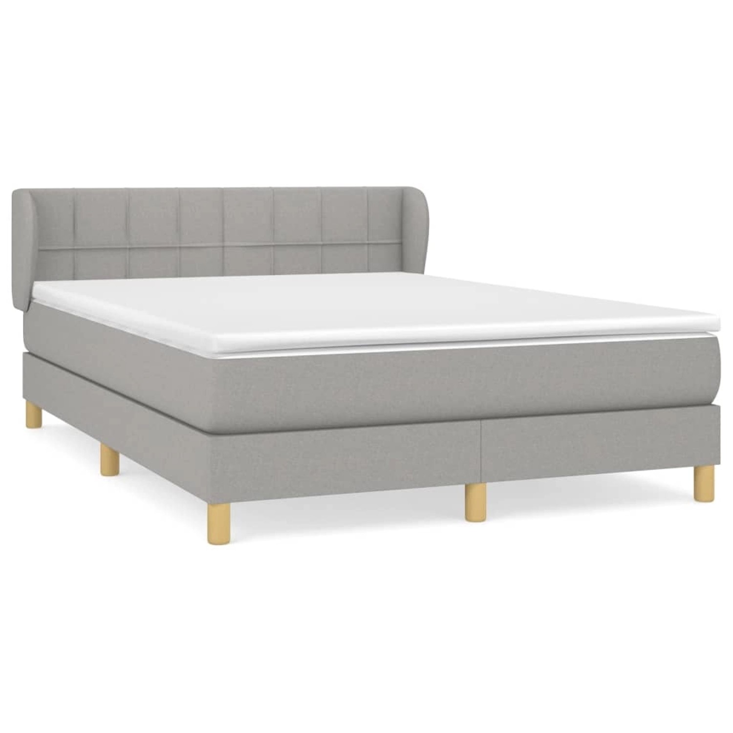 vidaXL Boxspringbett Boxspringbett mit Matratze Hellgrau 140x190 cm Stoff B günstig online kaufen