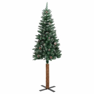 vidaXL Weihnachtsbaum Schlank mit Echtholz und Schnee Grün 150 cm 320960