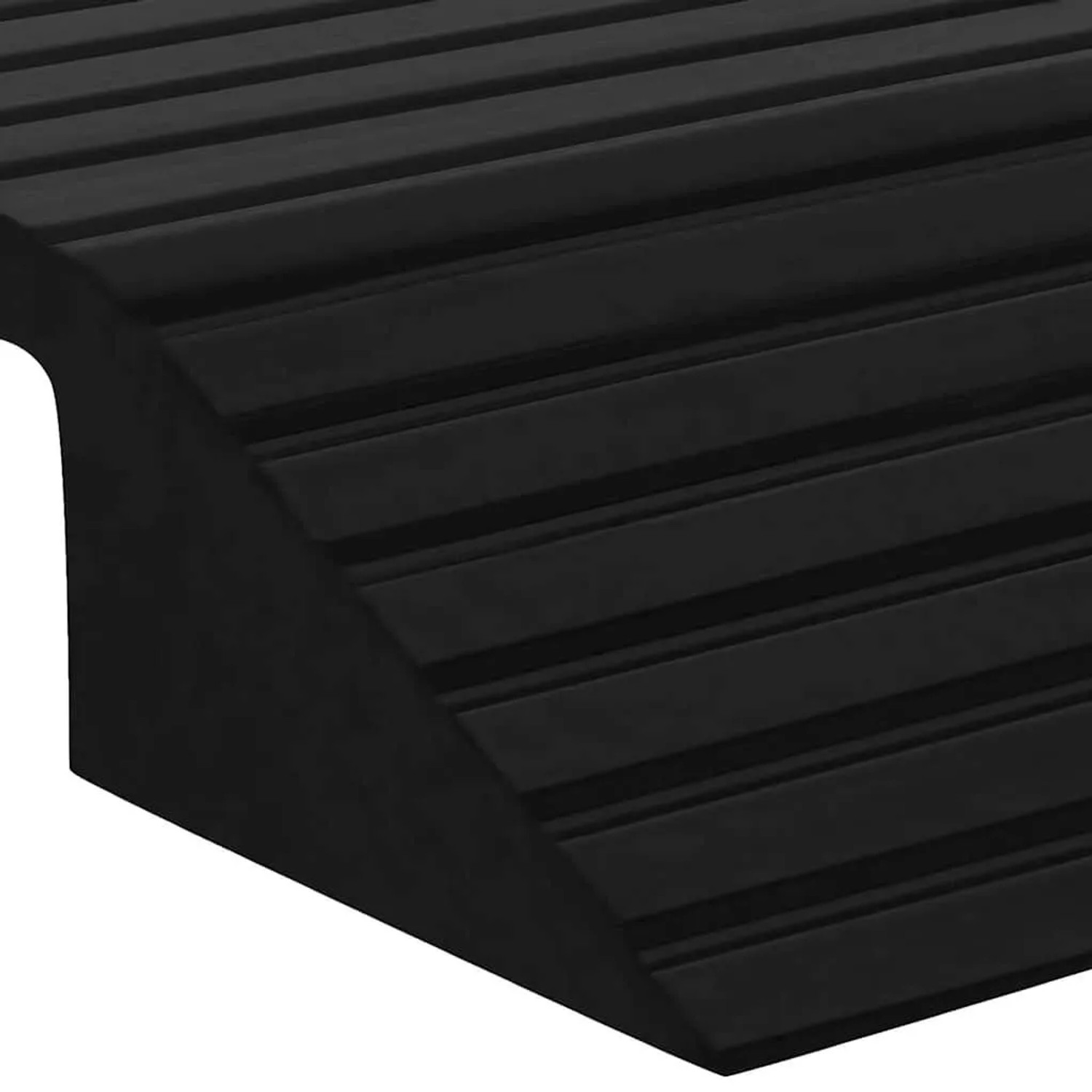 Schwarze DELUKE Brückenschwellenrampe THEO aus Gummi, 49x40x8cm, für Carport Zubehör.