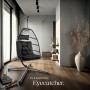 Tectake Hängesessel Mit Gestell Ariane Mit Extra Dickem Sitz  und Kopfkissen Stabil  Bodenschonend und Faltbar  107 x 98 x 202 cm Schwarz_9