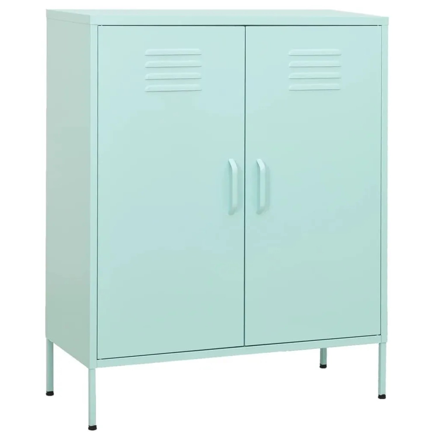 DELUKE Sideboard KEVI Metall MinzGrünfarbig 80x35x101,5cm Stahl  Flurschrank Metallschrank Lagerschrank Beistellschrank Wohnzimmer