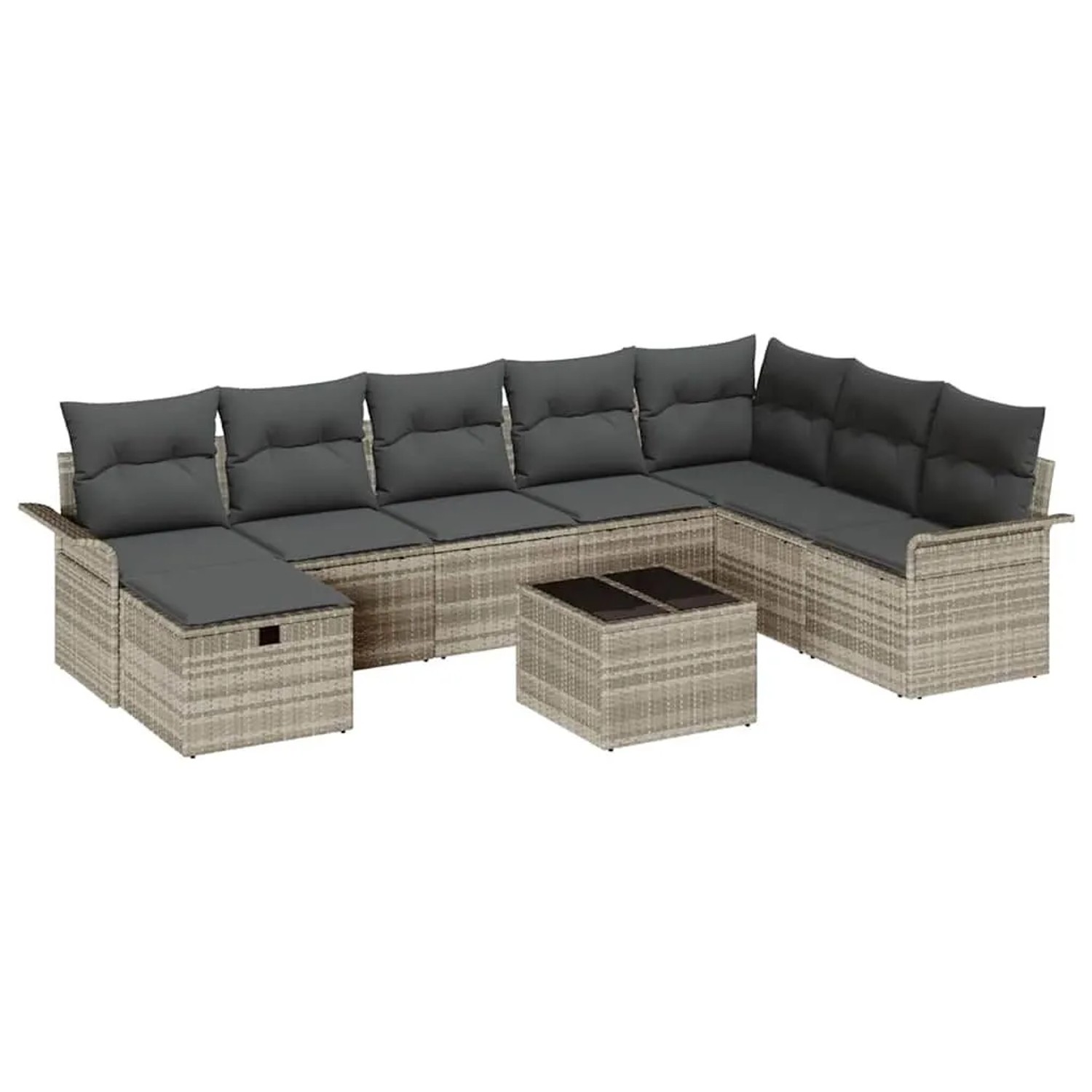 vidaXL Gartensofa-set mit Kissen 9-Tlg Hellgrau Poly-Rattan 3358941 günstig online kaufen