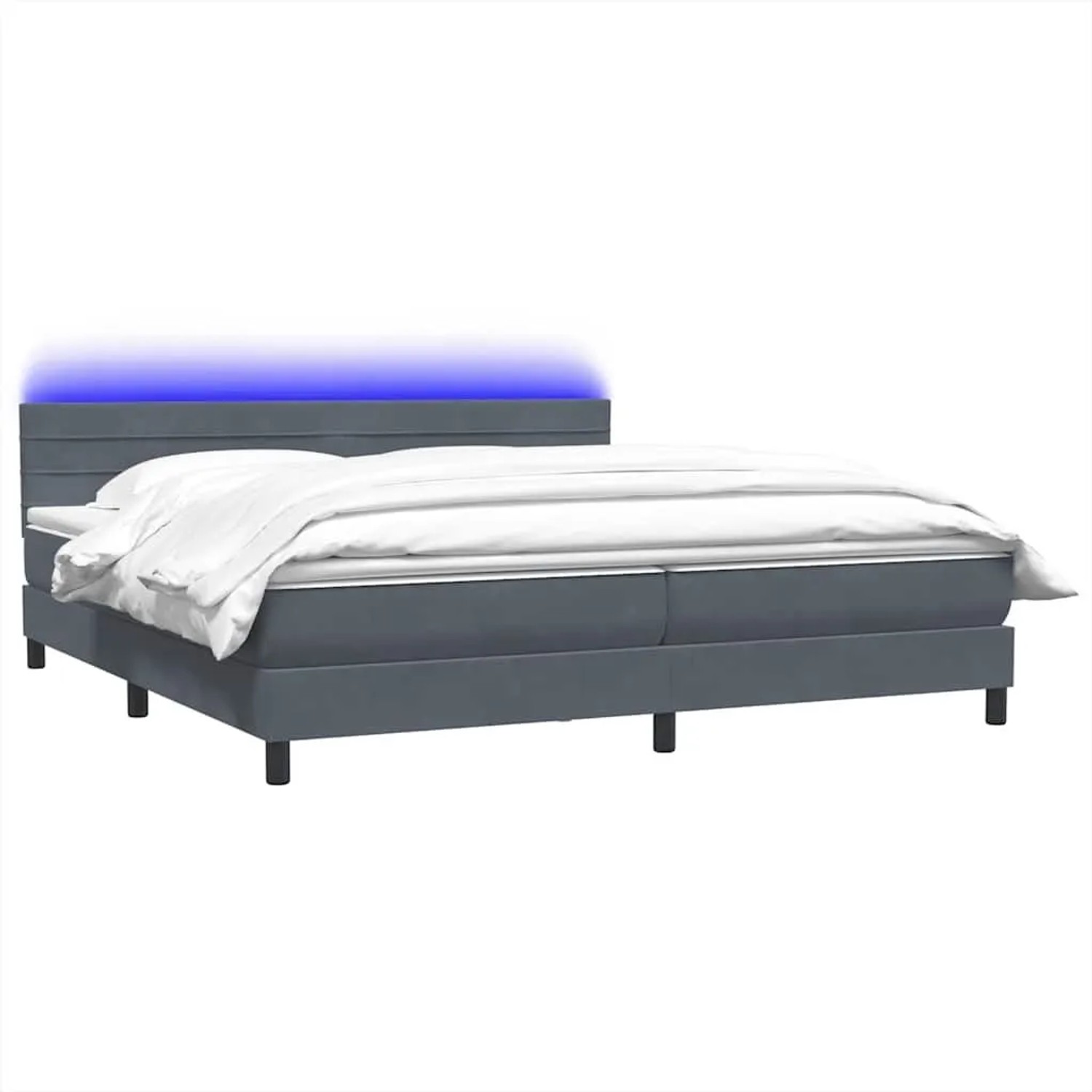 vidaXL Boxspringbett mit Matratze & LED Dunkelgrau 180x210 cm Samt 3316990 günstig online kaufen