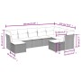 vidaXL Garten-Sofagarnitur, 9-teilig, beige Poly Rattan mit Maßen. Gartenmöbel für Terrasse und Garten.