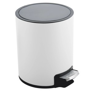 Weißer Spirella Kosmetikeimer Riku, 3 Liter, mit Pedal und Soft-Close-Deckel.