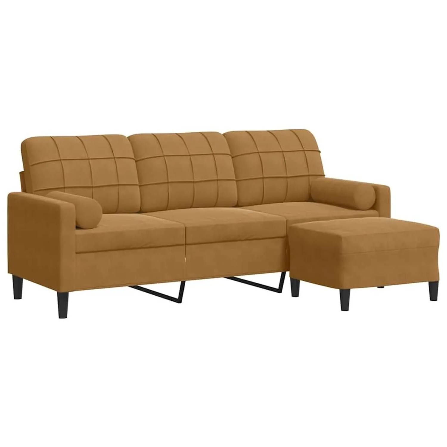 vidaXL 3-Sitzer-Sofa mit Hocker Braun 180 cm Samt 3278274 günstig online kaufen