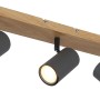 Globo Strahler Robby, 3-flammig, Graphit, mit Holzoptik. Moderner Spot für GU10 Leuchtmittel.