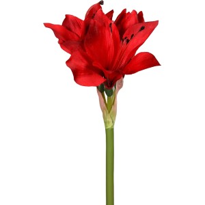 Roter Kunstzweig Amaryllis, 51 cm, aus Kunststoff für Weihnachtsdeko.