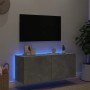 VidaXL TV-Wandschrank in Betongrau mit LED-Beleuchtung unter TV-Gerät.