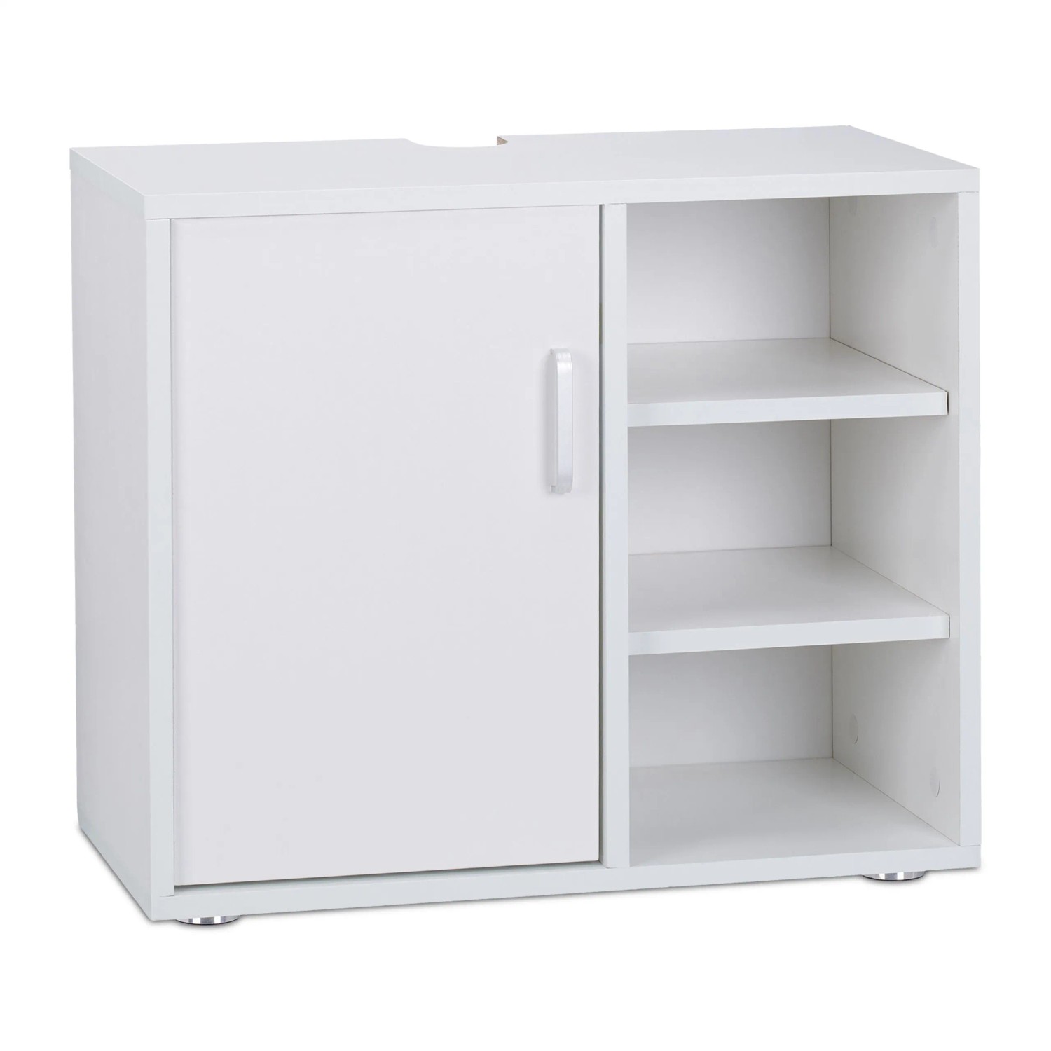 Relaxdays Waschbeckenunterschrank MDF Weiß Mit Tür 4 Fächer 51 cm x 60 cm x 32 cm 12,3 kg