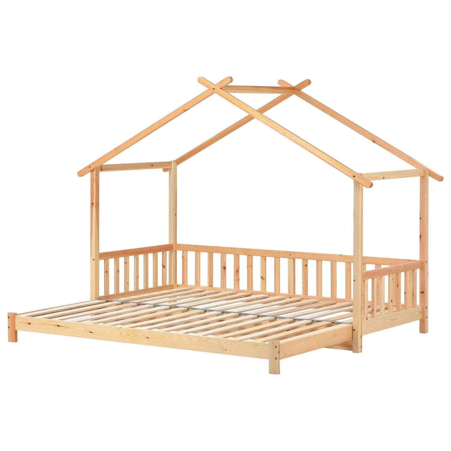 okwish Kinderbett 90×200 Baumhausbett mit Ausziehbett ohne Matratze