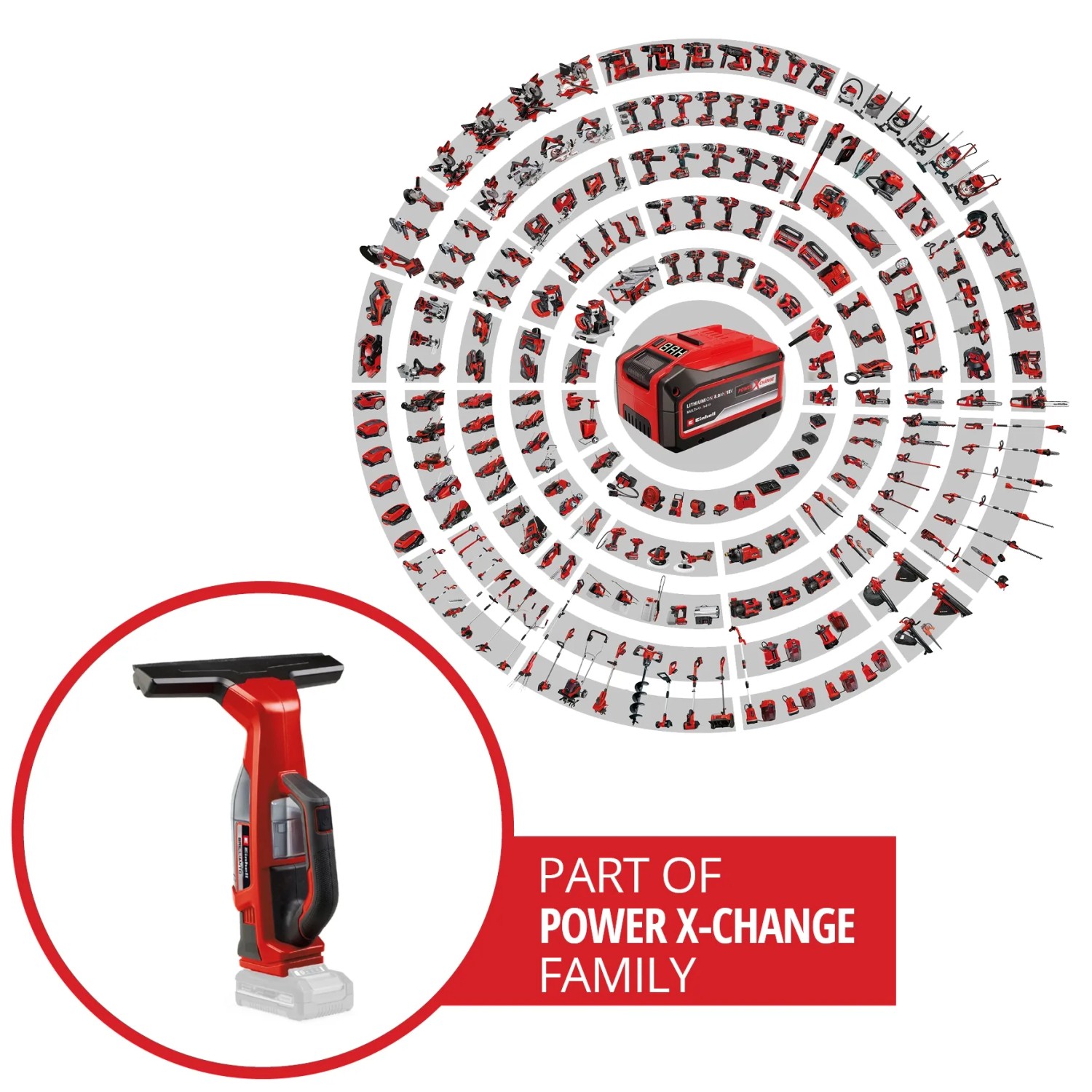 Einhell Akku-Fensterreiniger Brillianto, Teil der Power X-Change Familie.