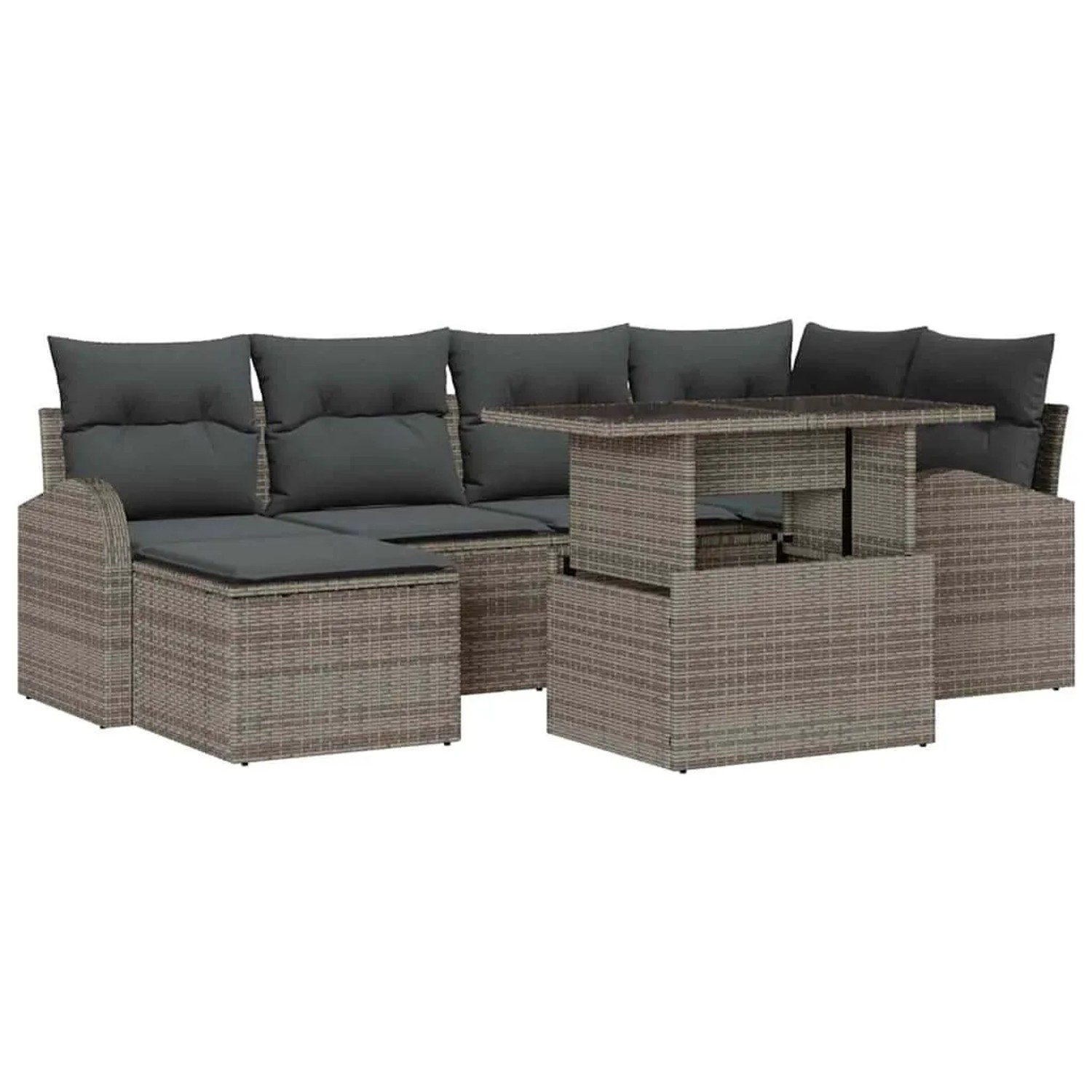 vidaXL Garten-Sofa-Set mit Kissen 7-Tlg Grau 3348675