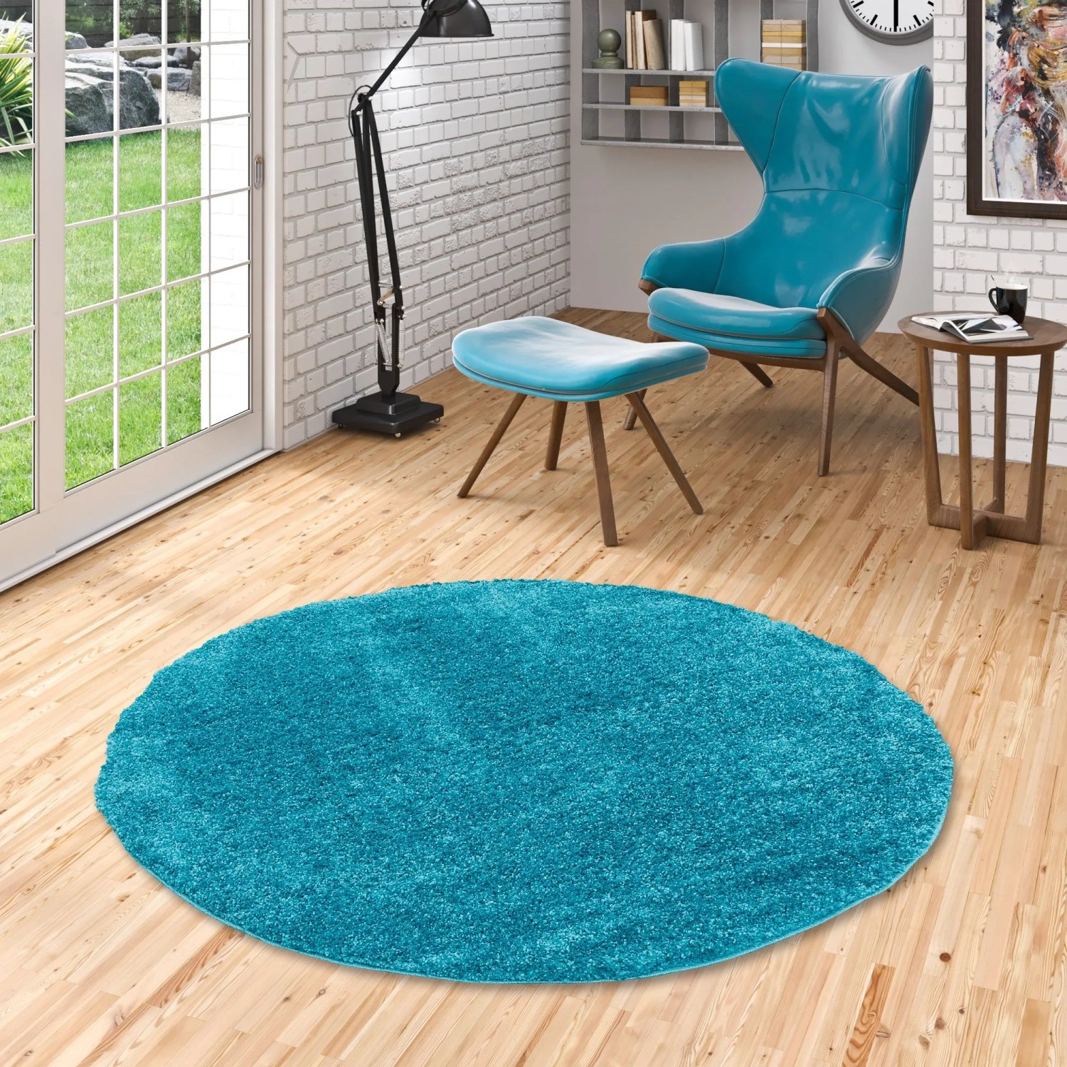 Pergamon Runder Teppich Aloha Hochflor Türkis 120 cm kaufen bei OBI