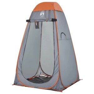 Grau-oranges Pop-Up Sichtschutzzelt für Camping. Wasserdichtes Umkleidezelt aus Polyester, ideal für Outdoor.