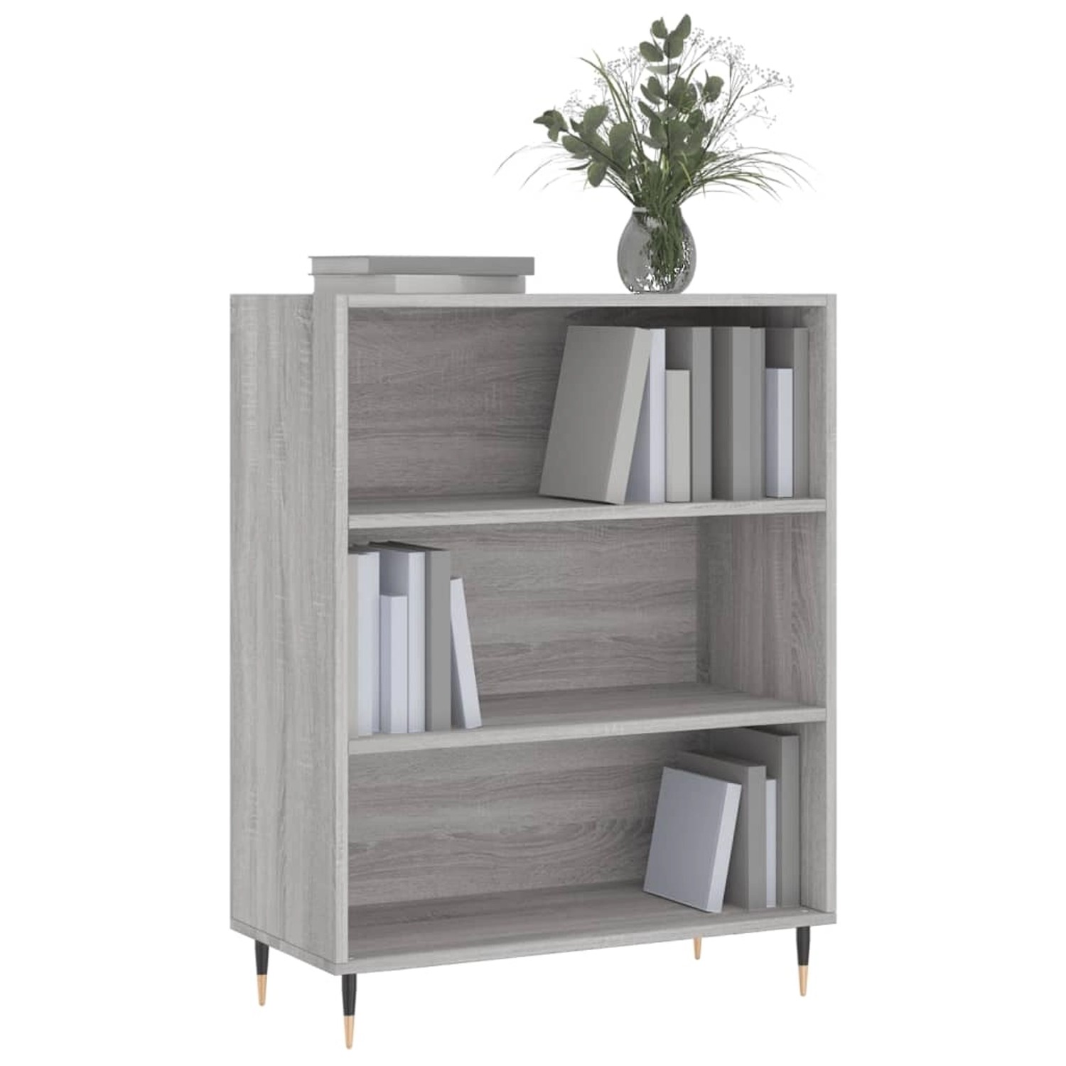 VidaXL Bücherregal, Grau Sonoma, 69,5x32,5x90 cm, Holzwerkstoff, mit 3 Fächern.