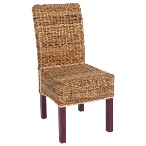 Esszimmerstuhl 2er-Set, Bananengeflecht, hellbraun, Holzbeine. Stuhl für Esszimmer.