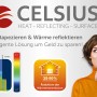 Marburg Celsius Vliestapete: Grafik zur Wärmereflektion und Energieeinsparung durch die Tapete.