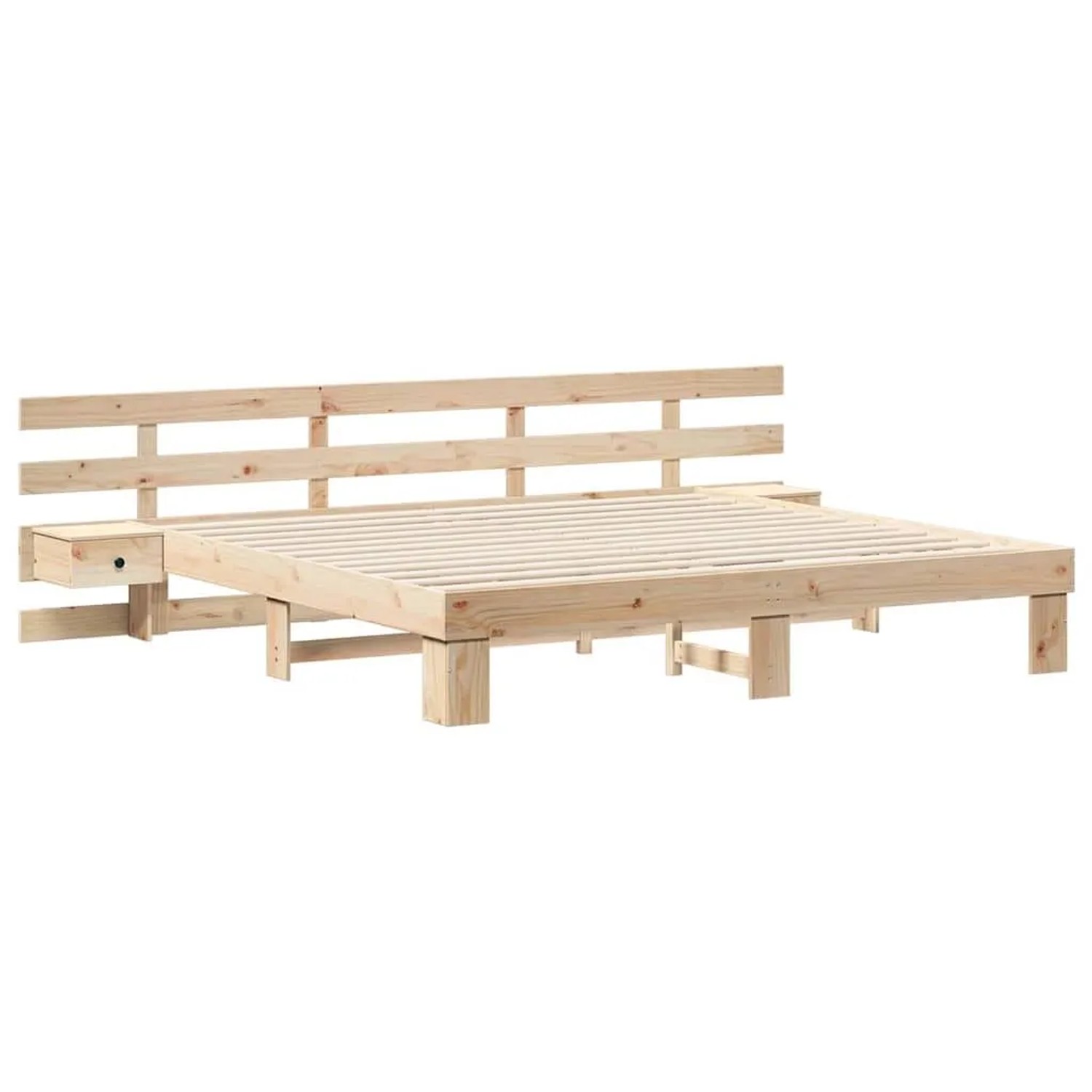 vidaXL Bettrahmen mit Kopfteil Braun 180 x 200 cm Massives Kiefernholz 3385679