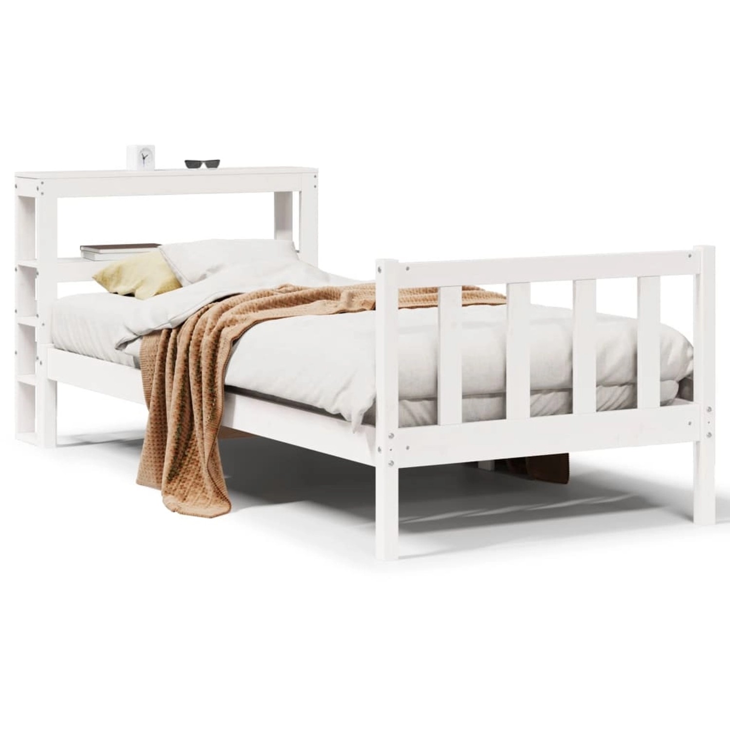 vidaXL Massivholzbett ohne Matratze Weiß 90x200 cm Kiefernholz 3305756 günstig online kaufen