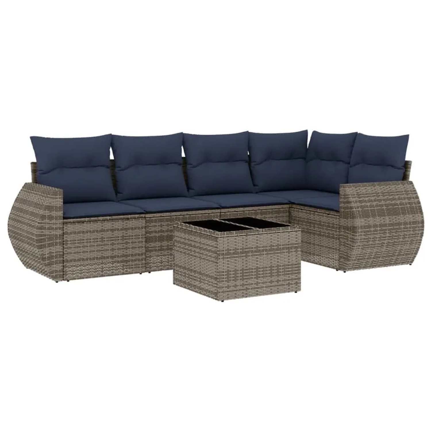 vidaXL 6-Tlg Gartensofa-Set mit Kissen Grau Polyrattan 3221340 günstig online kaufen