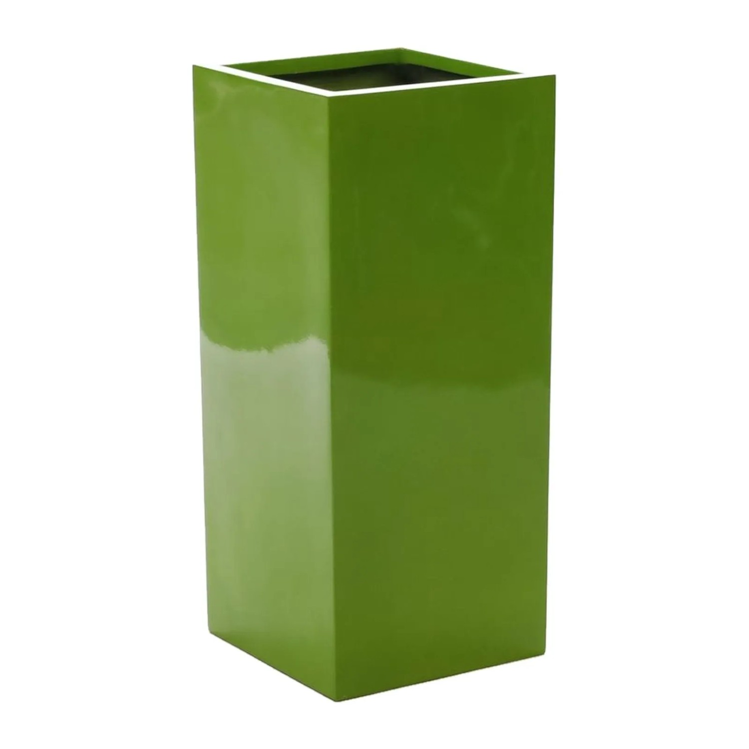 Elegant Einrichten Pflanzkübel Fiberglas Säule 38x38x80cm Hochglanz-Avocado-Grün
