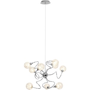 Moderne, 9-flammige Pendelleuchte Joya in Chromoptik für den Innenbereich.
