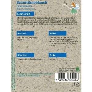 Grüne Fee Schnittknoblauch Saatgutpackung, Kräutersamen für ca. 100 Pflanzen.