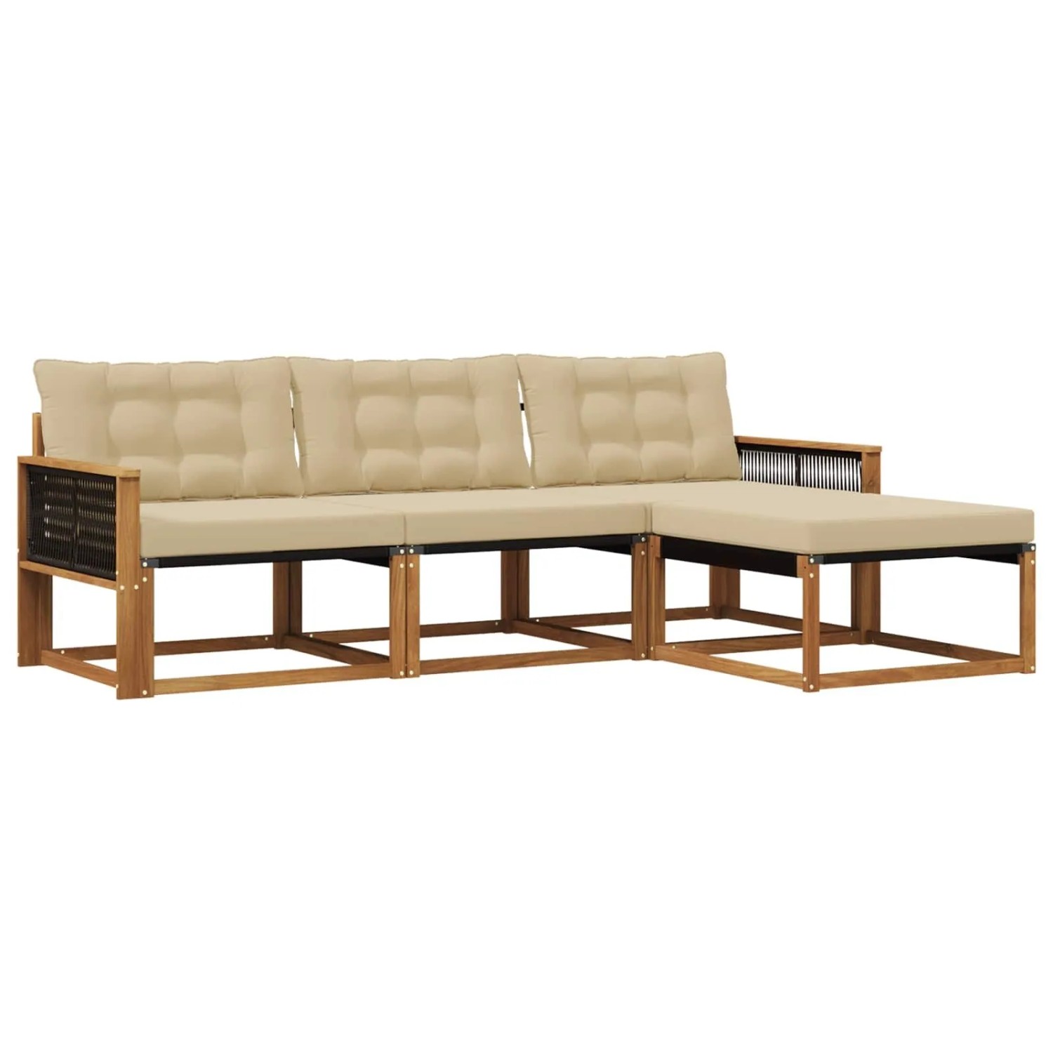 vidaXL Outdoor-Sofagarnitur mit Kissen 4 Stk Natur und Beige 3381345