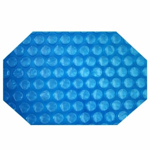 Hellblaue Solarplane, achteckig, 500x300cm, 400µm, zur Pool-Erwärmung.
