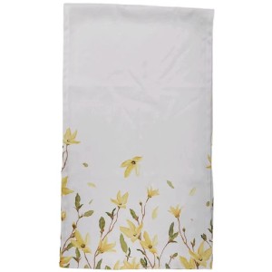 Beiger Boltze Tischläufer mit Forsythien-Motiv, 40x140 cm.