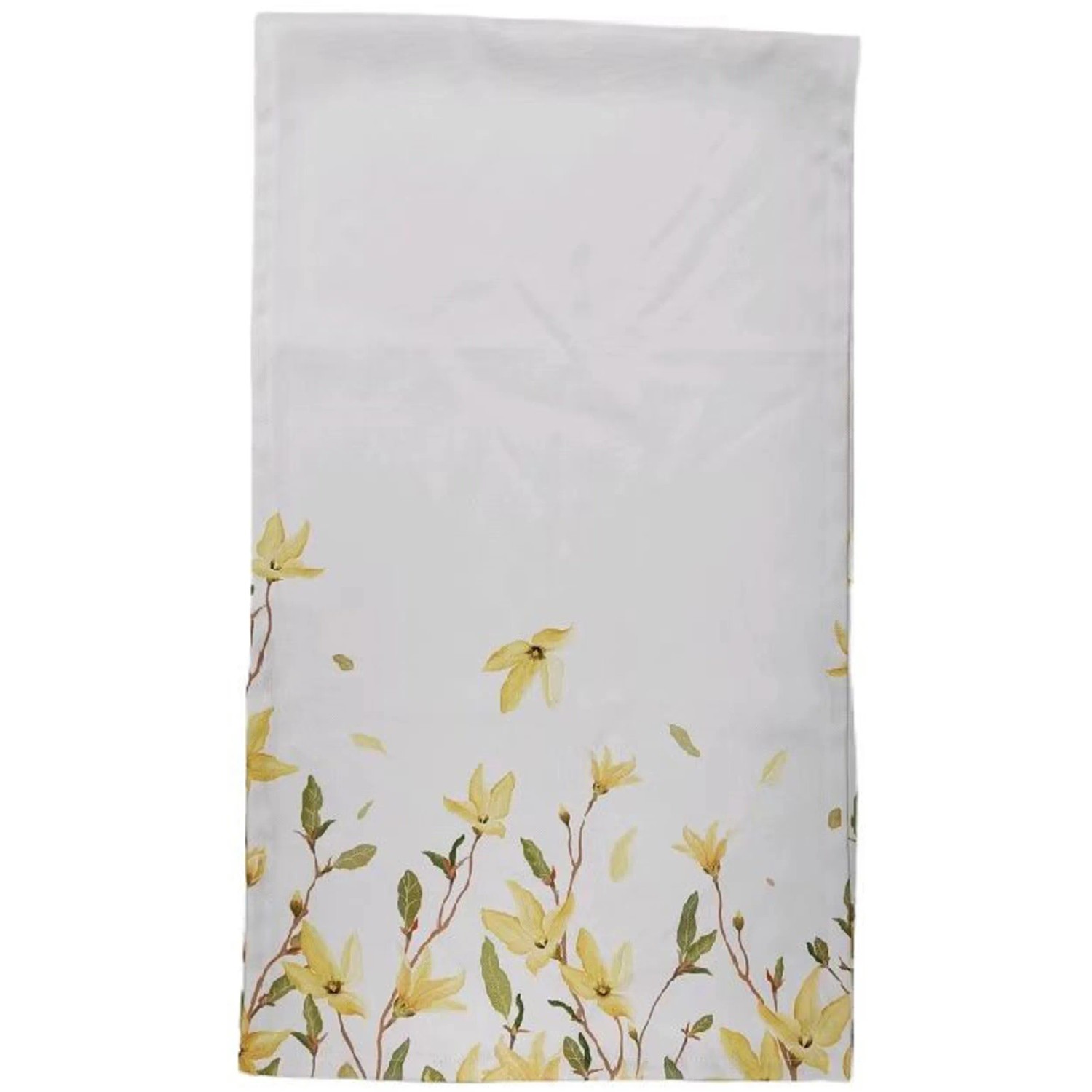 Beiger Boltze Tischläufer mit Forsythien-Motiv, 40x140 cm.