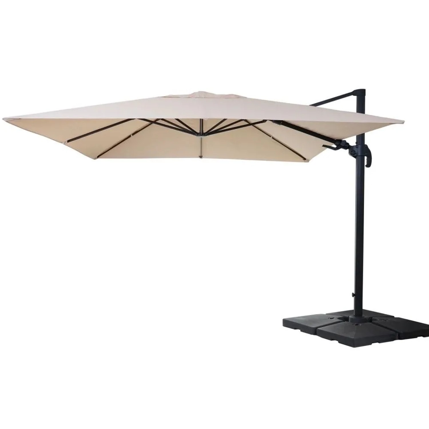 MCW Ampelschirm A96 3x4m Alu Creme mit Ständer Drehbar