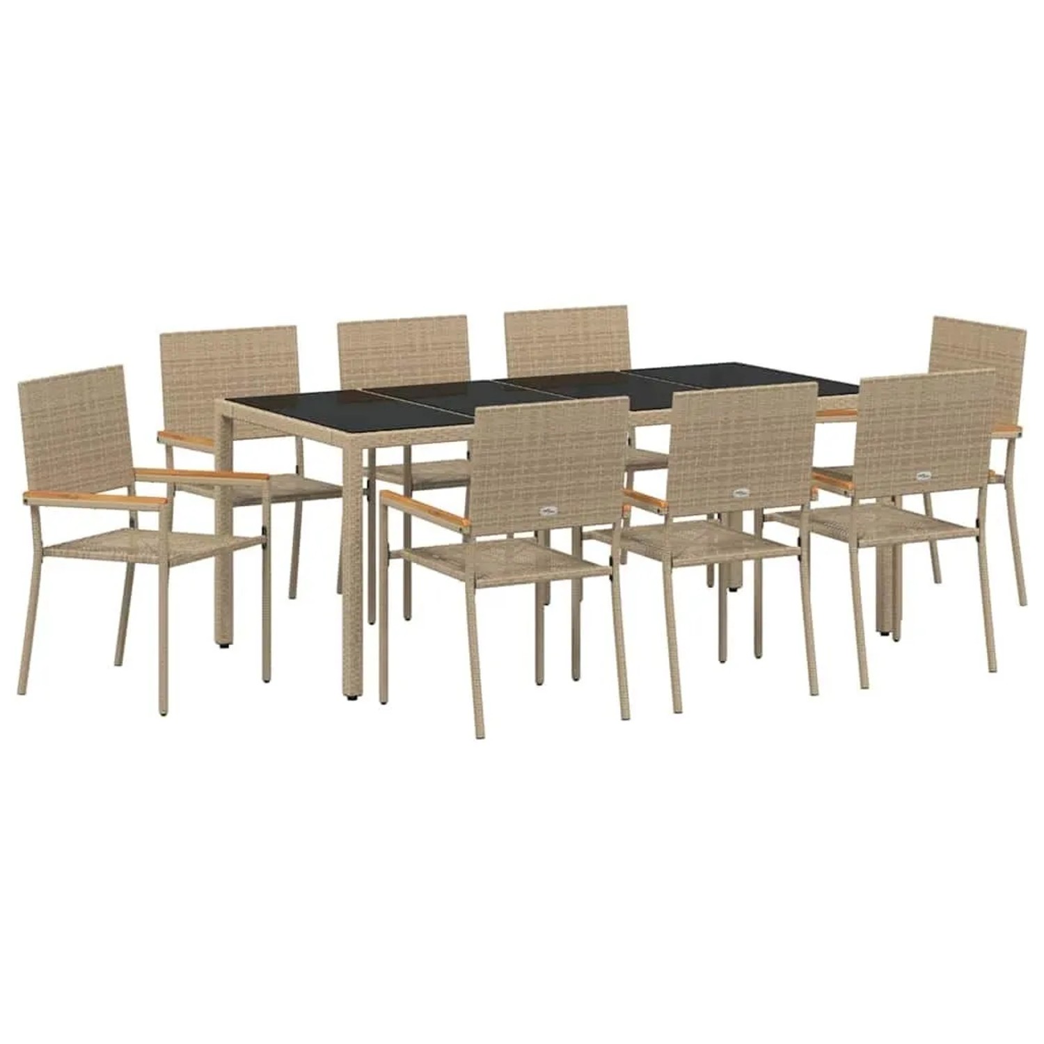 vidaXL Garten Essgruppe 9-Tlg Beige Poly-Rattan 3365401 günstig online kaufen