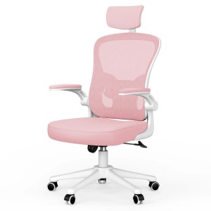 Rattantree Ergonomischer Bürostuhl mit Höhenverstellung Kopfstütze Armlehnen und Lendenstütze Pink