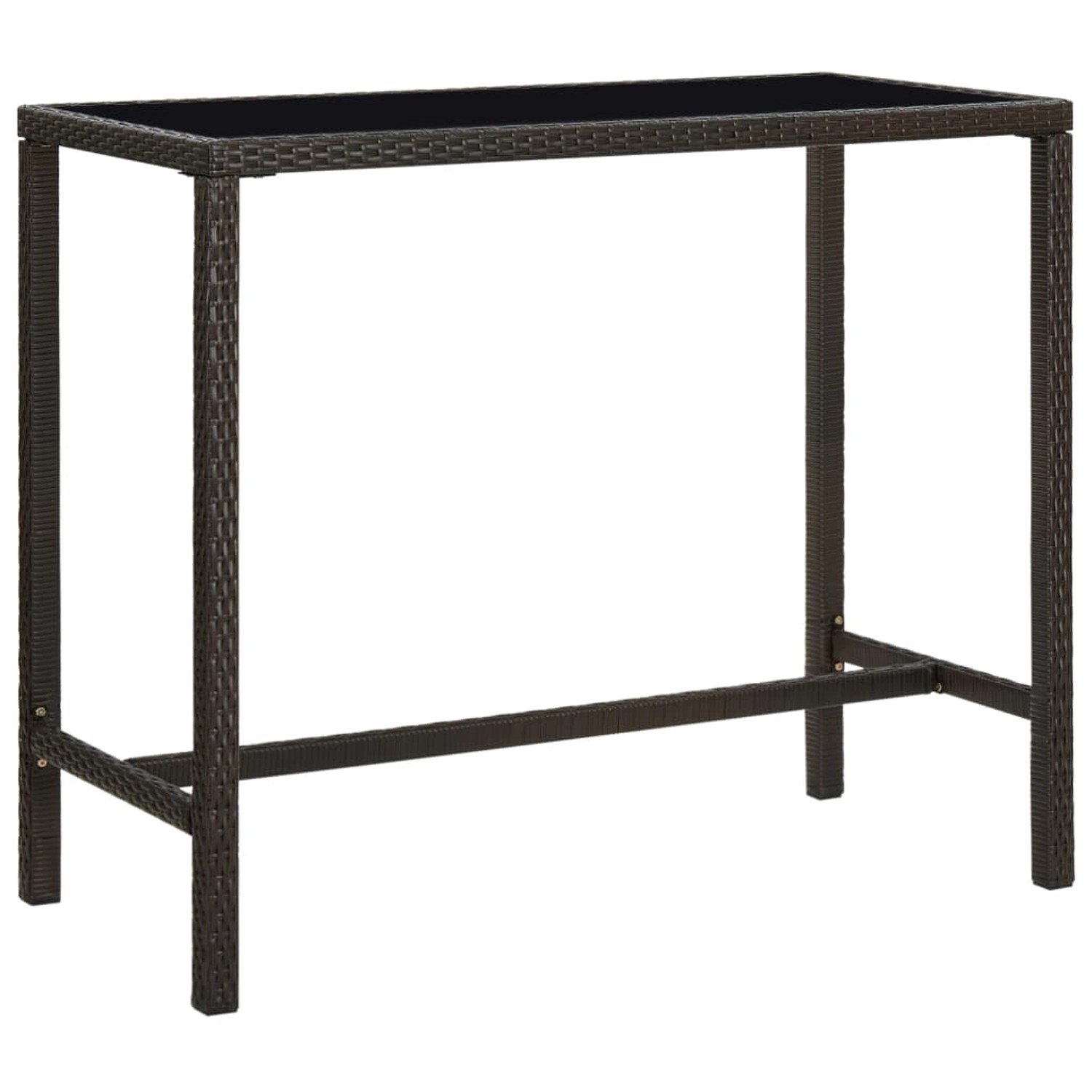 vidaXL Garten-Bartisch Braun 130x60x110 cm Poly Rattan und Glas 313460