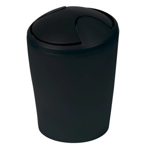 Schwarzer Spirella Kosmetikeimer Move mit Schwingdeckel für Bad und Büro.