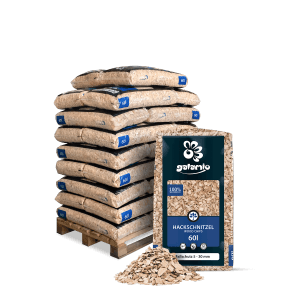 Palette Galamio Holzhackschnitzel Fallschutz, 26 Säcke à 60l, für Spielplatz & Gartenwege.