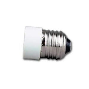 Weißer Lampenfassung Adapter E27 auf E14 aus Kunststoff. Für E14 Leuchtmittel in E27 Fassungen. Kompakt & robust.