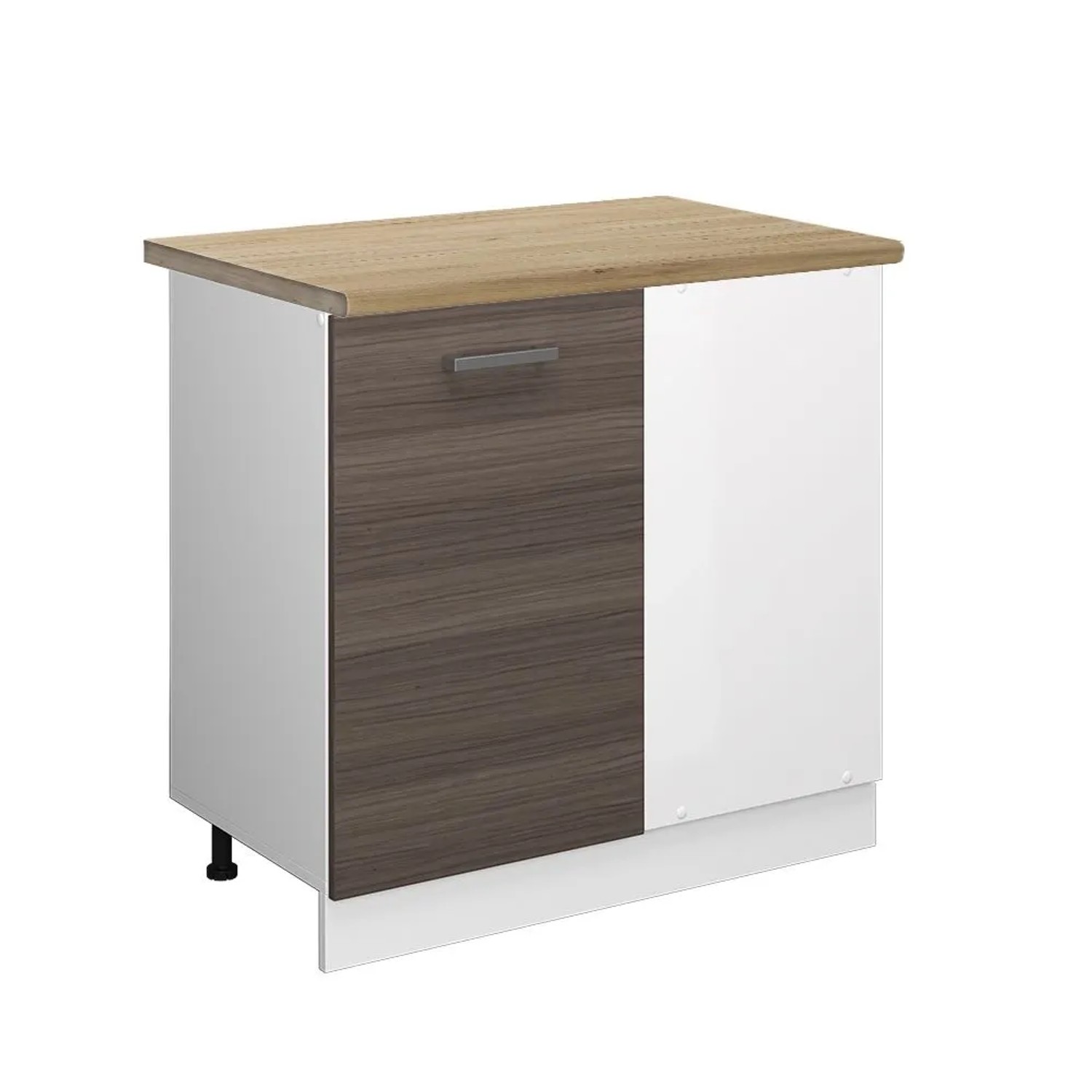 Vicco Eckunterschrank R-Line Küchen Eckschrank Grau Weiß 86 cm AP Eiche