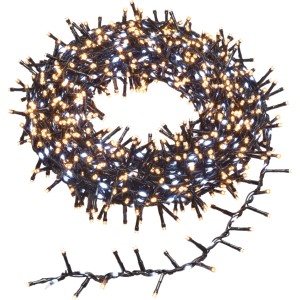 OBI LED Lichterkette mit 1456 warm- und kaltweißen LEDs, 22 m, schwarzes Kabel, für Außen-Dekoration.