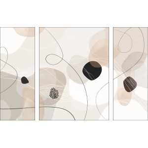 Pro Art Glasbilder Set „Lines And Shapes VII“, 3-teilig, abstraktes Design in Beige- und Brauntönen.