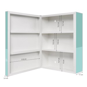 Offener, abschließbarer Banjado XXL Medizinschrank aus Metall, weiß mit Rainbird Motiv, 35x46x15cm.
