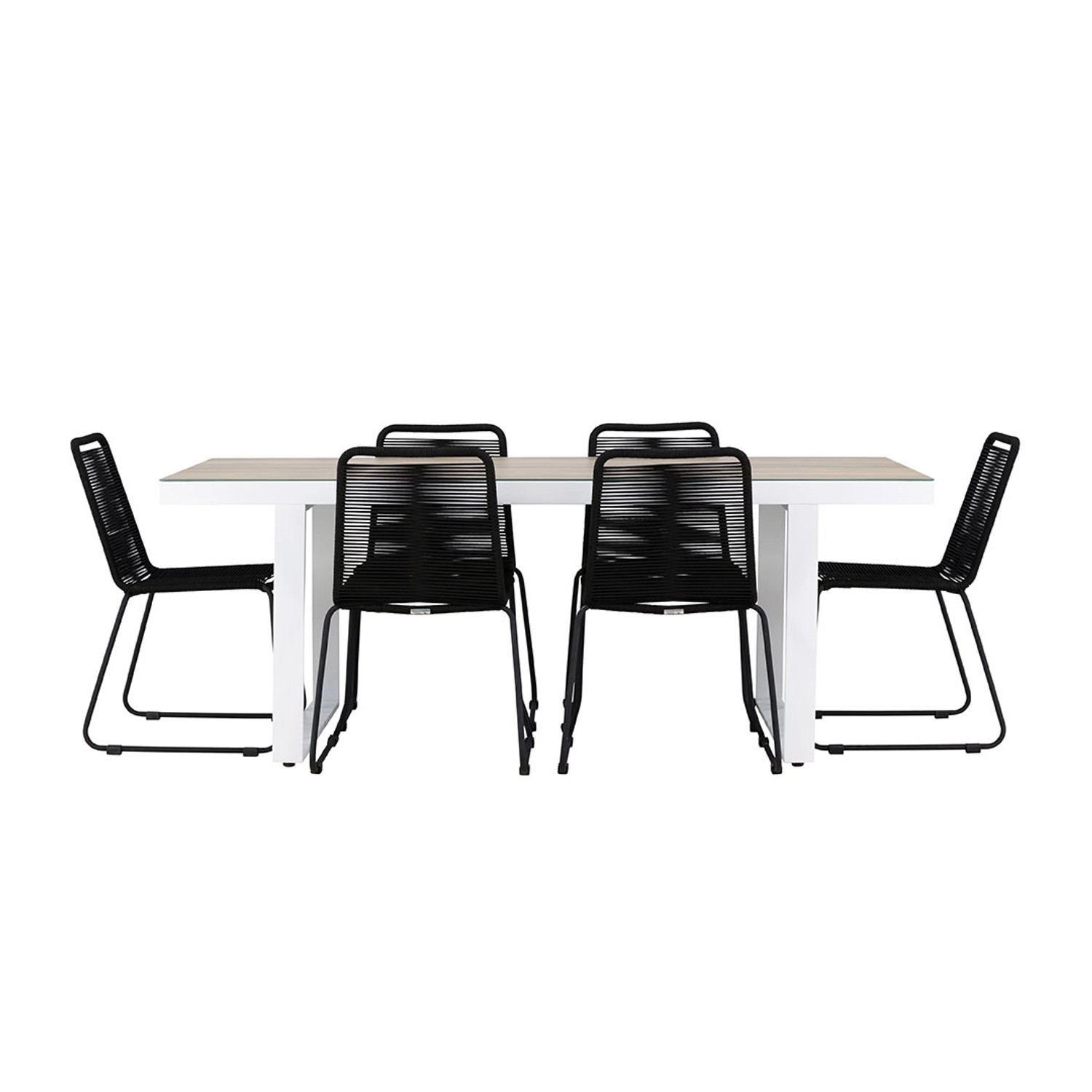 ebuy24 MerloLindos Gartenset 1 Esstisch 6 Stühle Weiß Tisch cm H75xB90xT200 günstig online kaufen